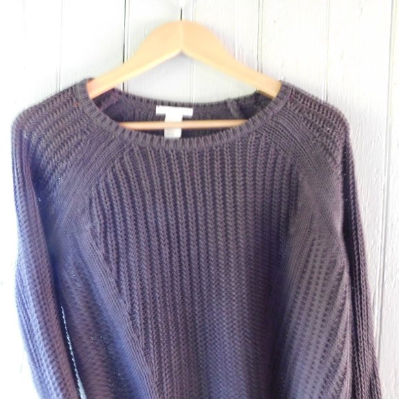 💎 Oversized Chunky Knit Black Sweater - Picture 2 of 8